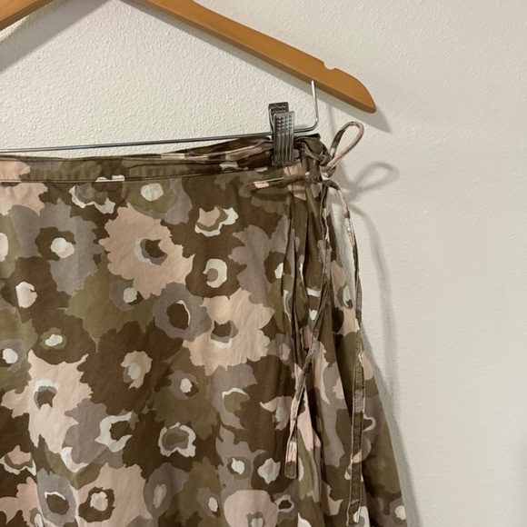 Patagonia Badoo Organic Cotton Double Wrap Mini Skirt Floral Tan Pink Tie Y2K-4 - Picture 3 of 8